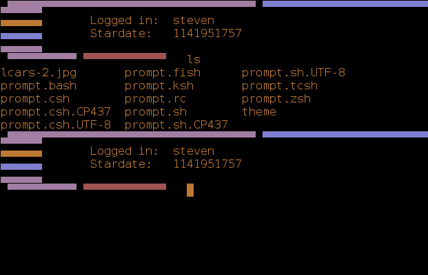 an ascii-art prompt similar to the lcars interface from startrek